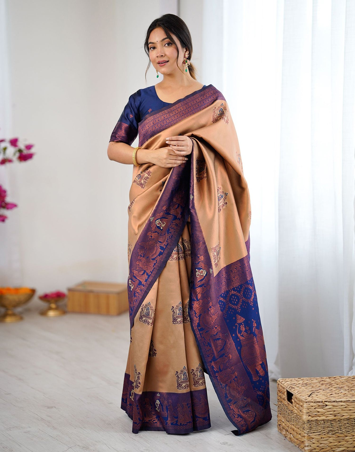 Light Brown Silk Woven Saree