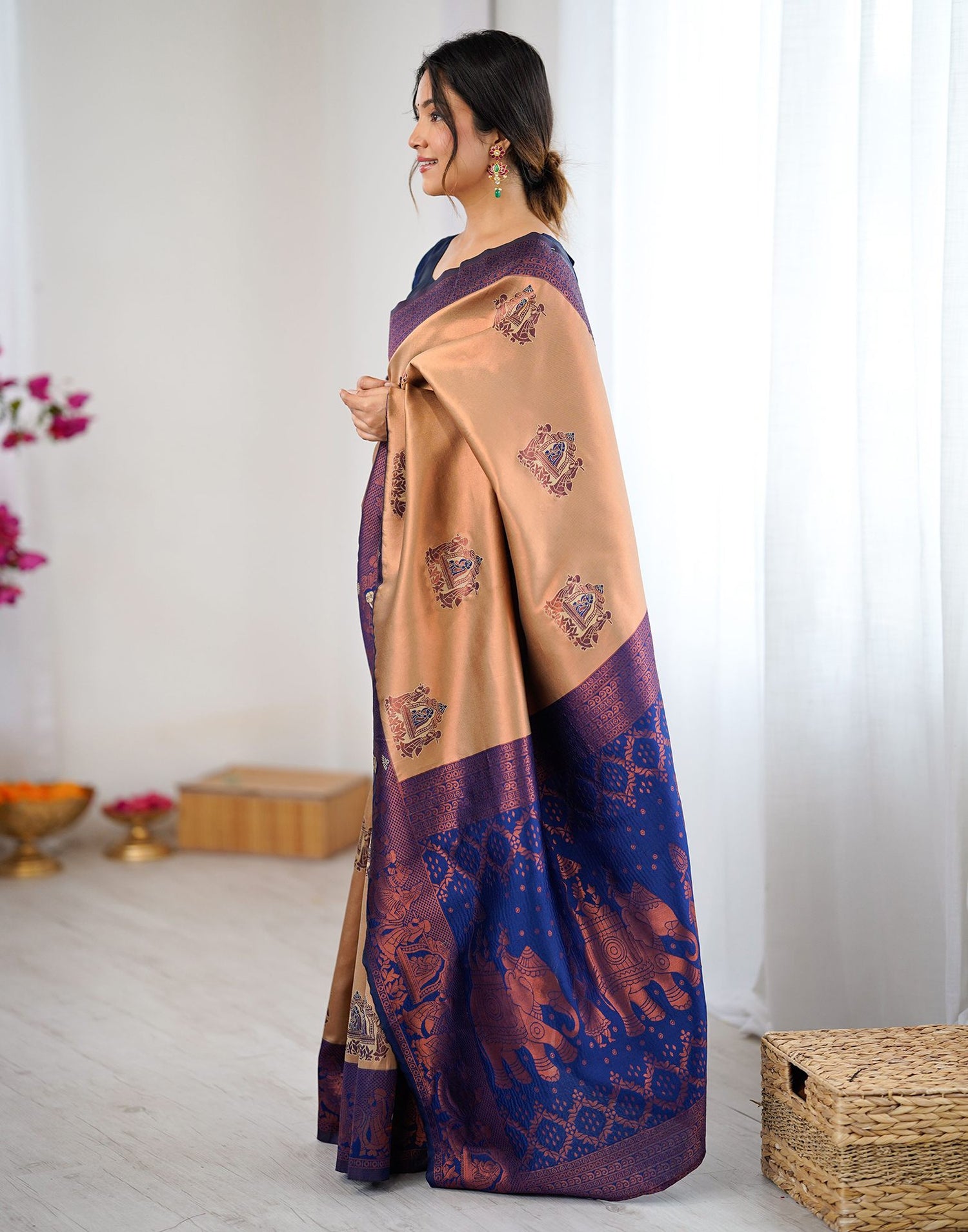 Light Brown Silk Woven Saree