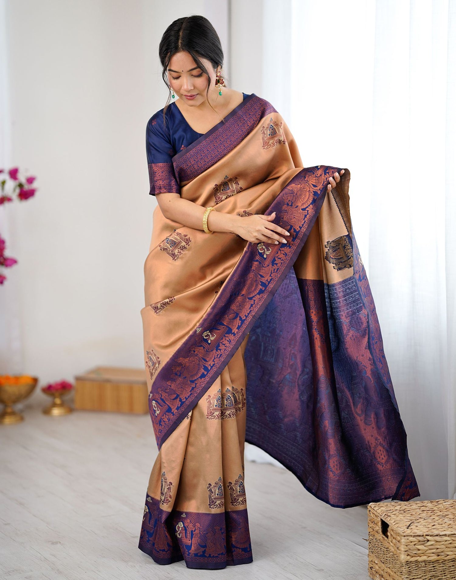 Light Brown Silk Woven Saree