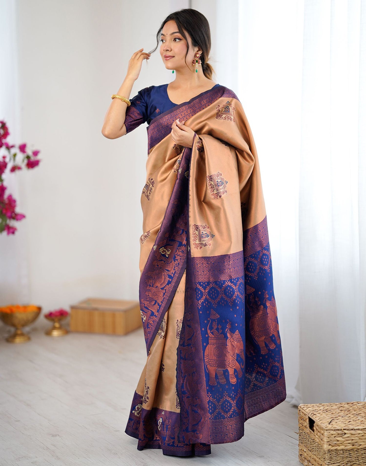 Light Brown Silk Woven Saree