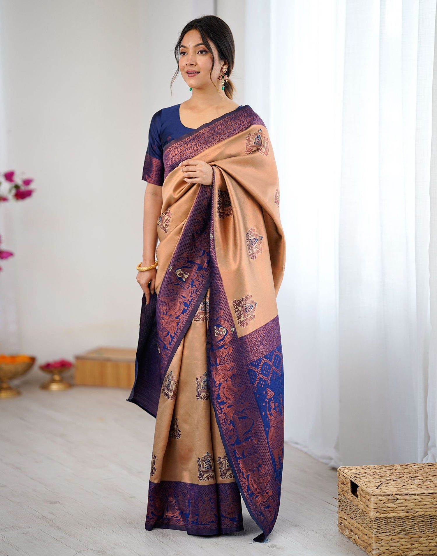 Light Brown Silk Woven Saree
