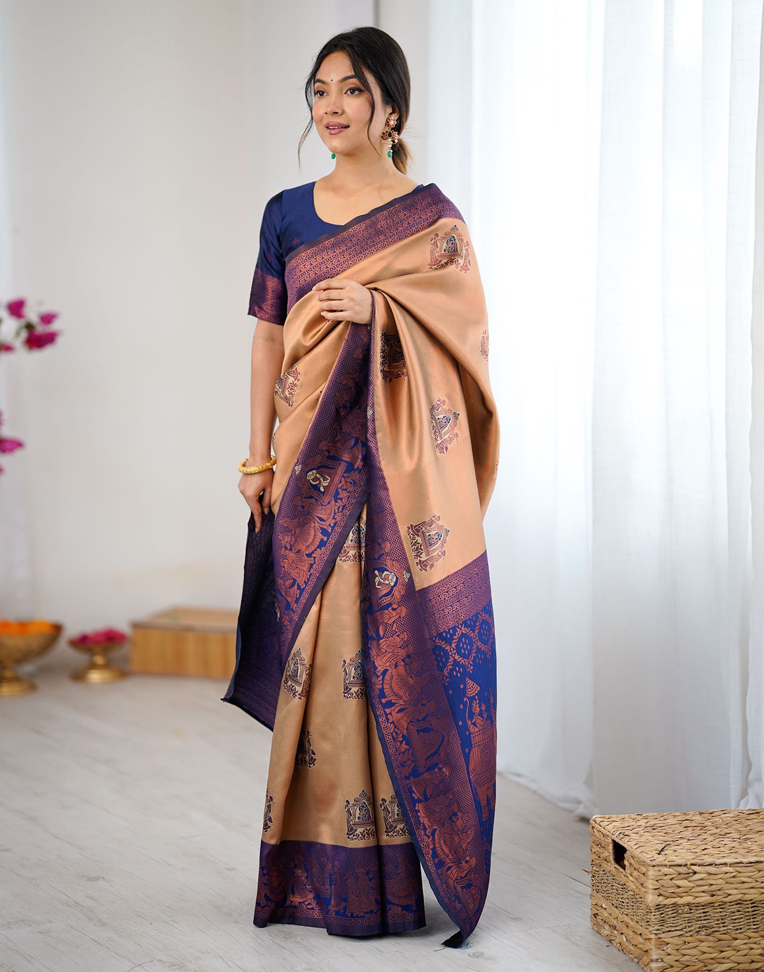 Light Brown Silk Woven Saree