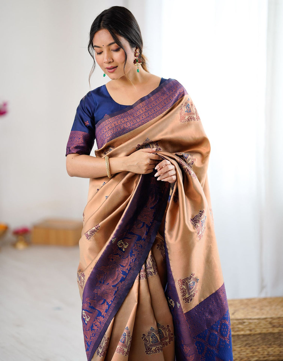 Light Brown Silk Woven Saree