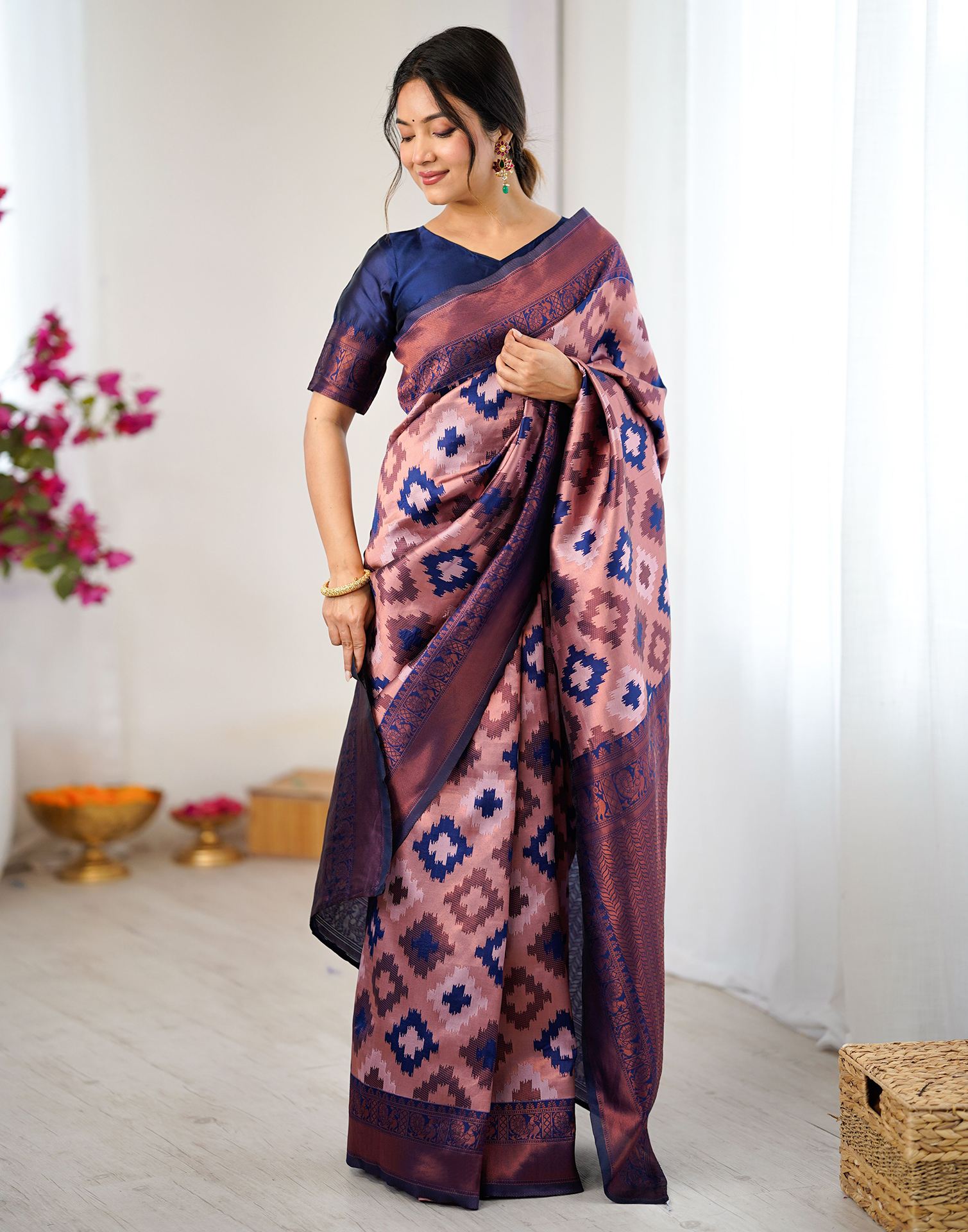 Mauve Silk Woven Saree