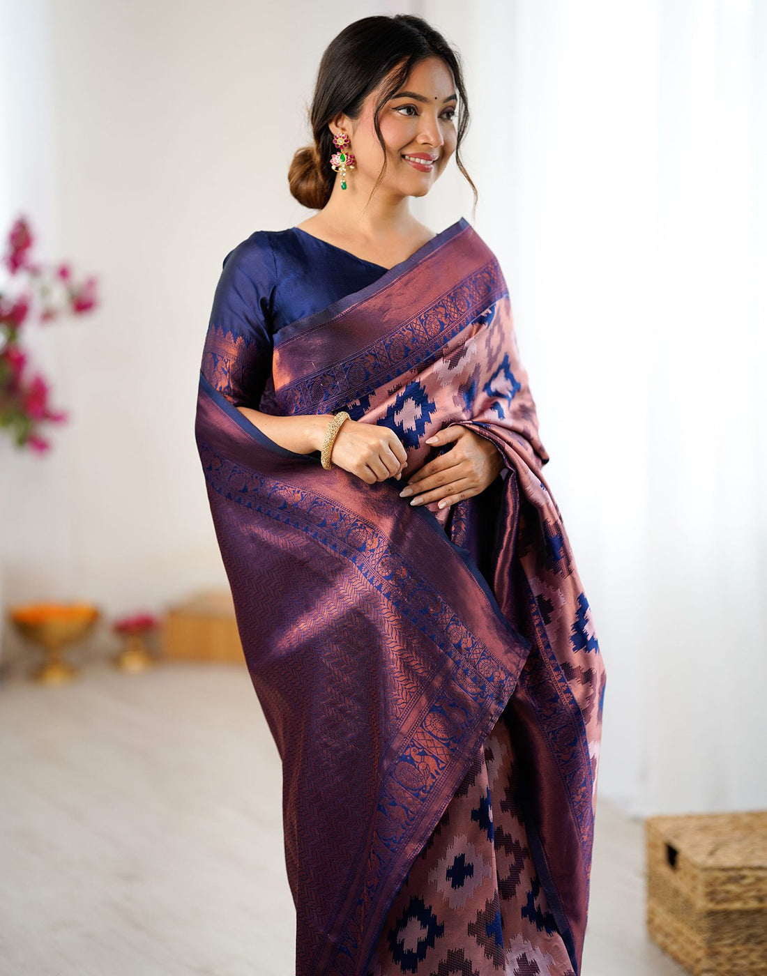 Mauve Silk Woven Saree