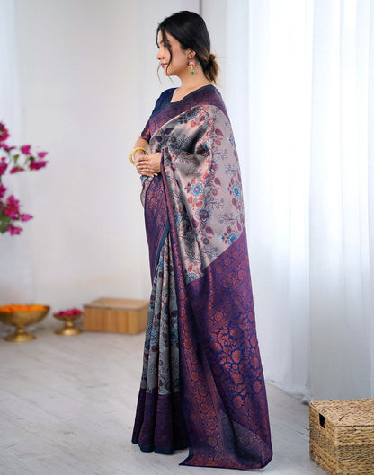 Grey Silk Woven Saree