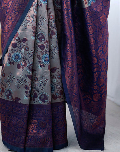 Grey Silk Woven Saree
