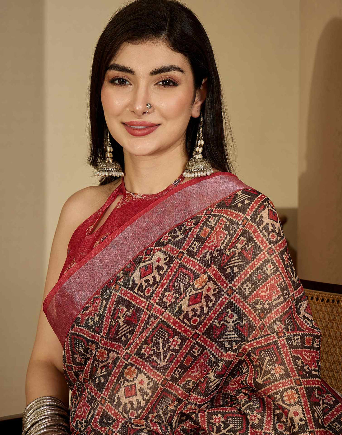 Black Cotton Printed Saree