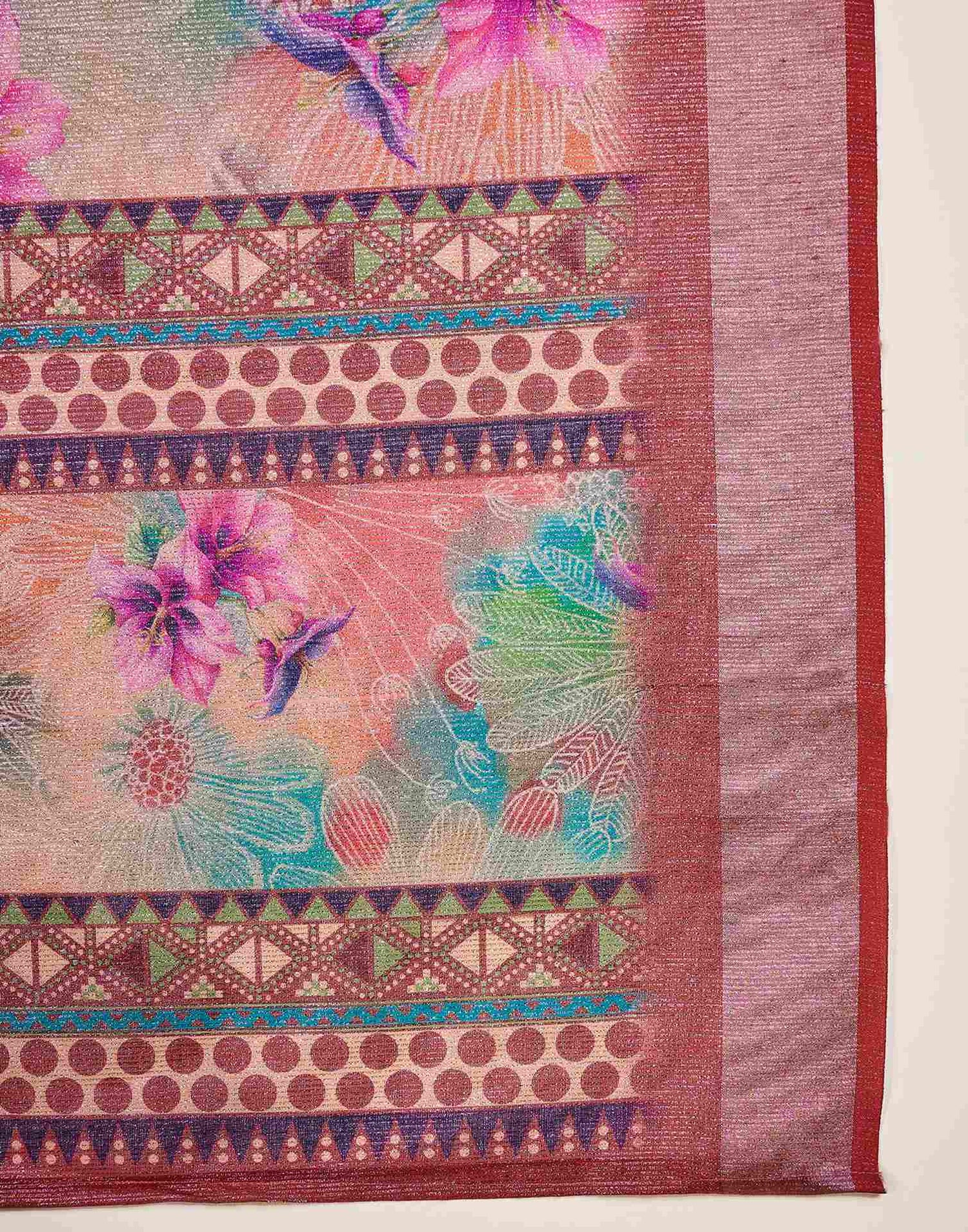 Multicoloured Cotton Floral Printed Saree