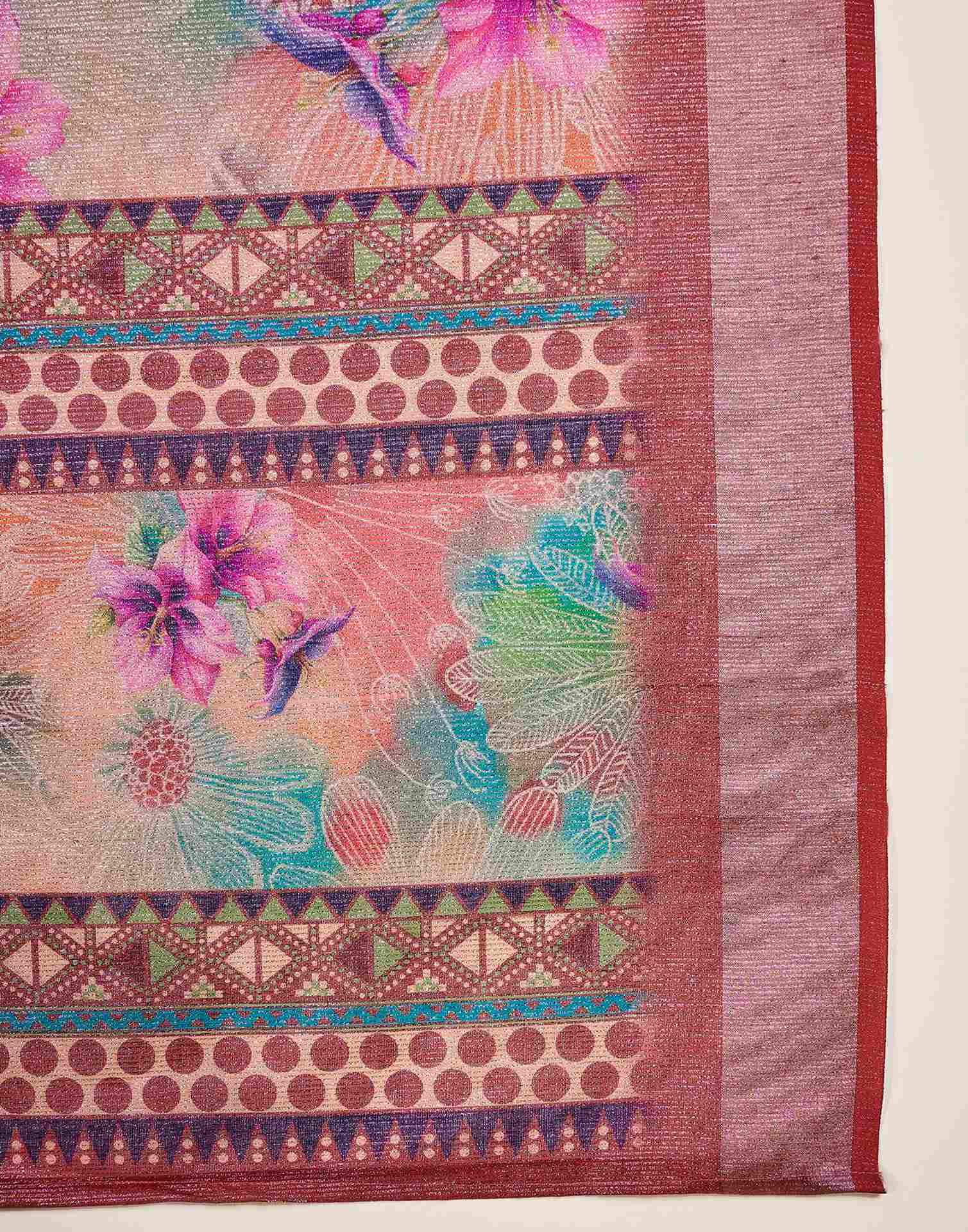 Multicoloured Cotton Floral Printed Saree