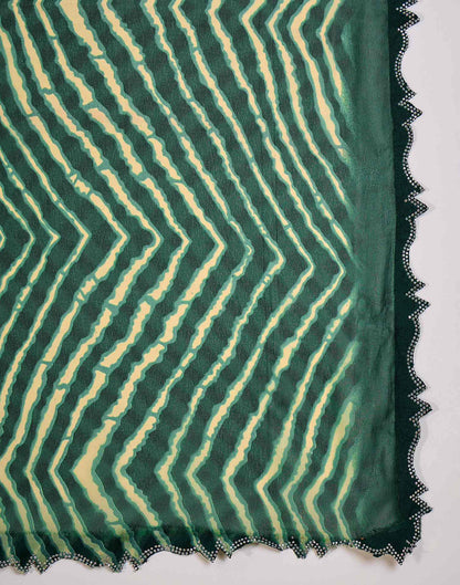 Bottle Green Georgette Printed Laheriya Saree