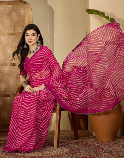 Pink Georgette Printed Laheriya Saree