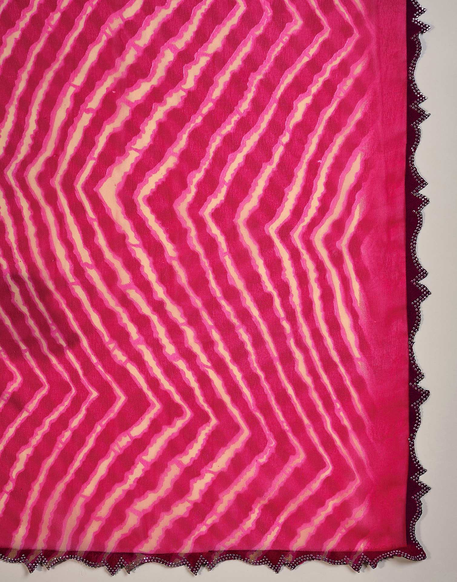 Pink Georgette Printed Laheriya Saree