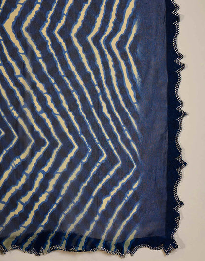 Navy Blue Georgette Printed Laheriya Saree