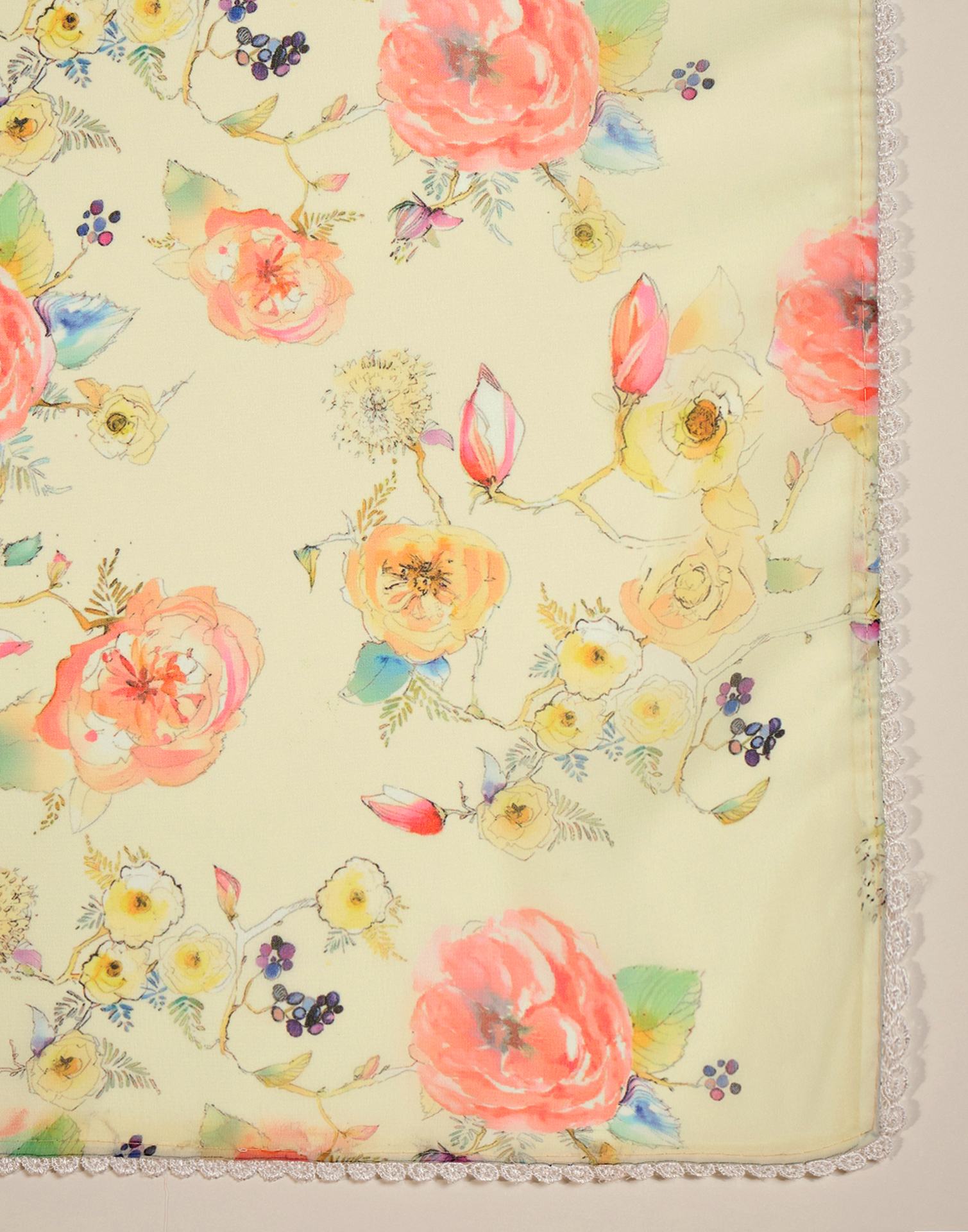 Light Yellow Georgette Floral Printed Saree