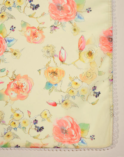 Light Yellow Georgette Floral Printed Saree