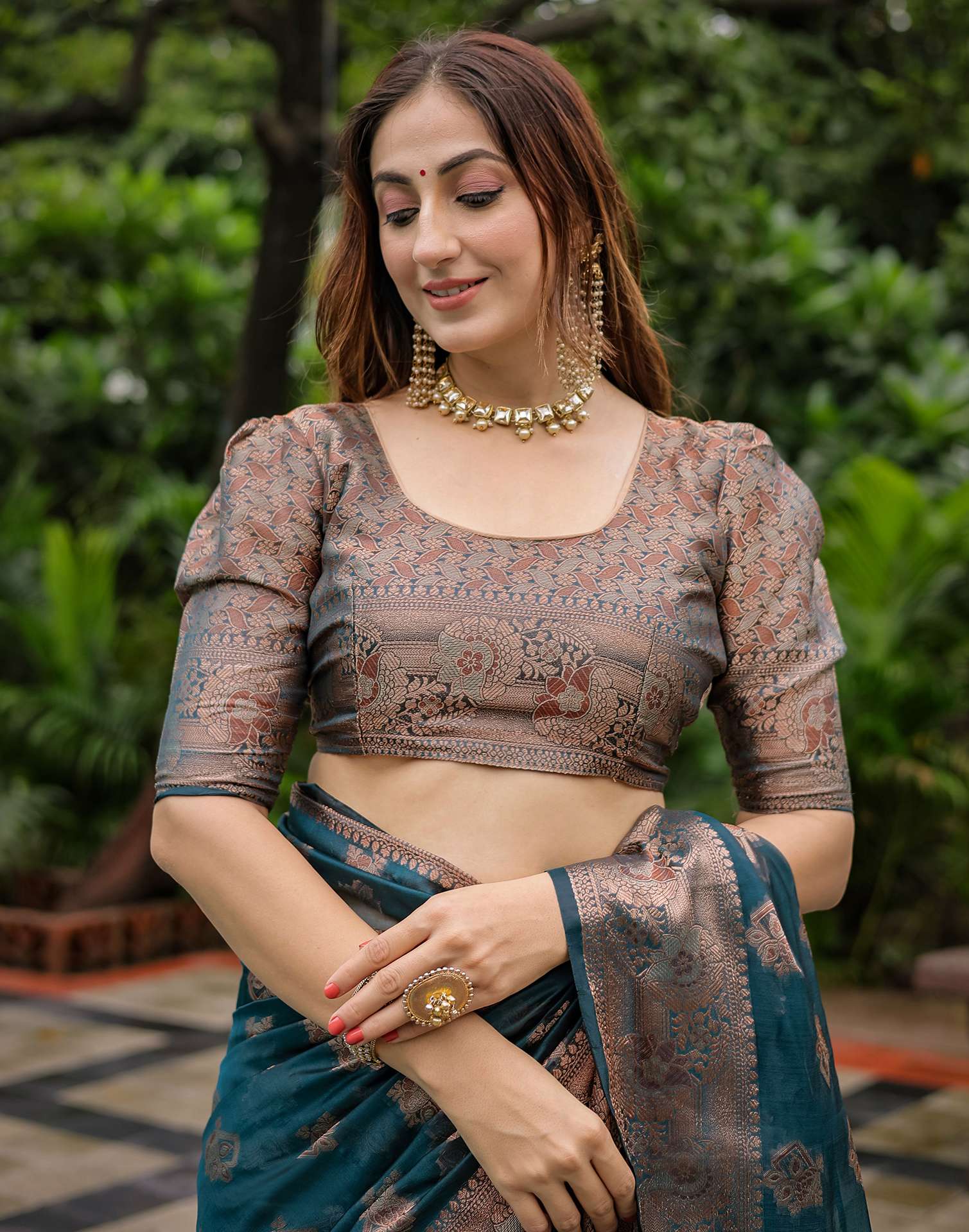 Rama Blue Chanderi Silk Woven Banarasi Saree