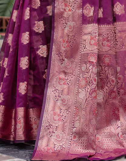 Dark Purple Chanderi Silk Woven Banarasi Saree