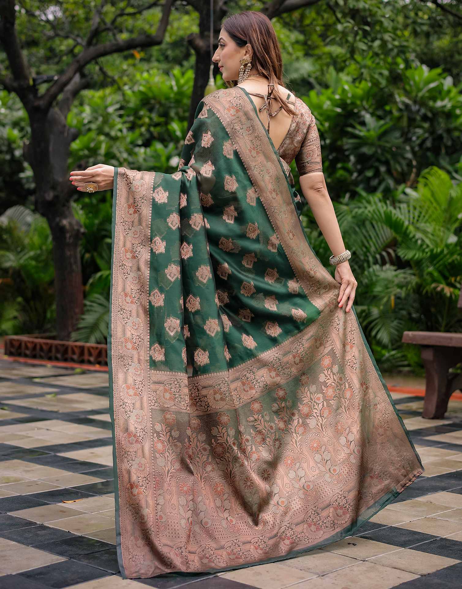 Green Chanderi Silk Woven Banarasi Saree