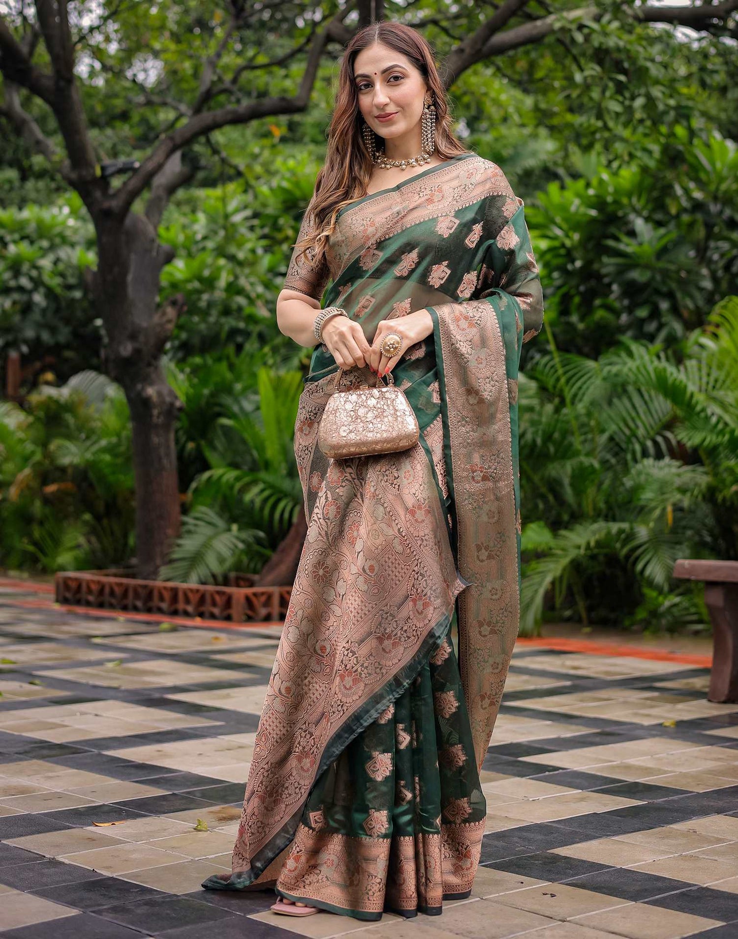 Green Chanderi Silk Woven Banarasi Saree