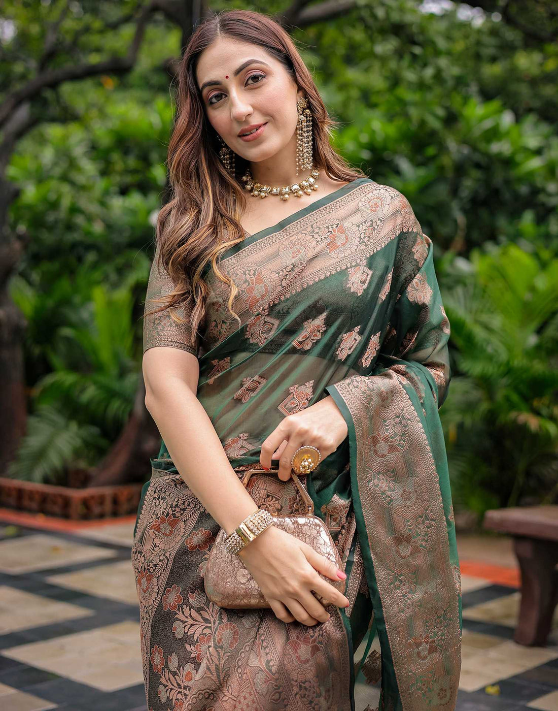 Green Chanderi Silk Woven Banarasi Saree