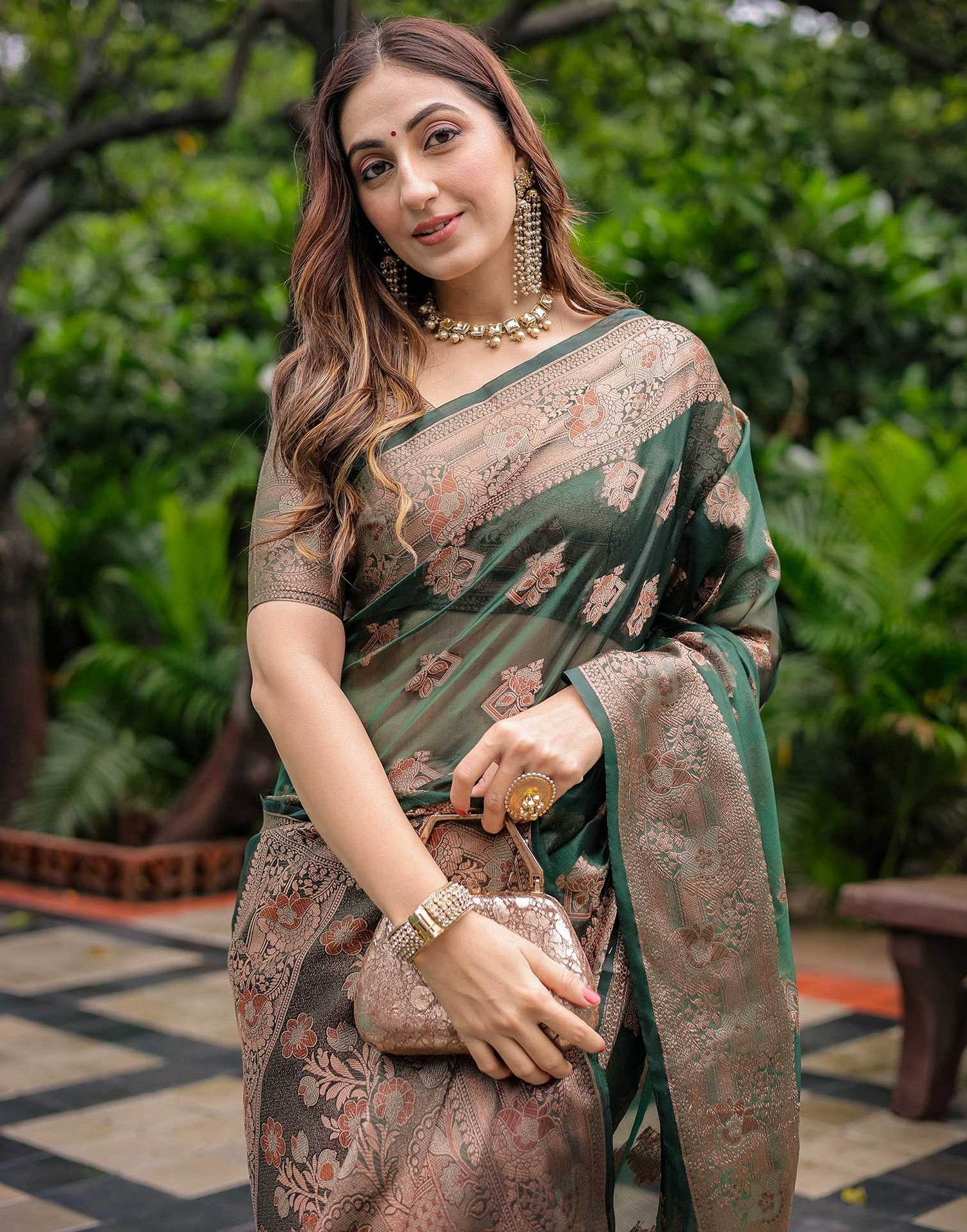 Green Chanderi Silk Woven Banarasi Saree