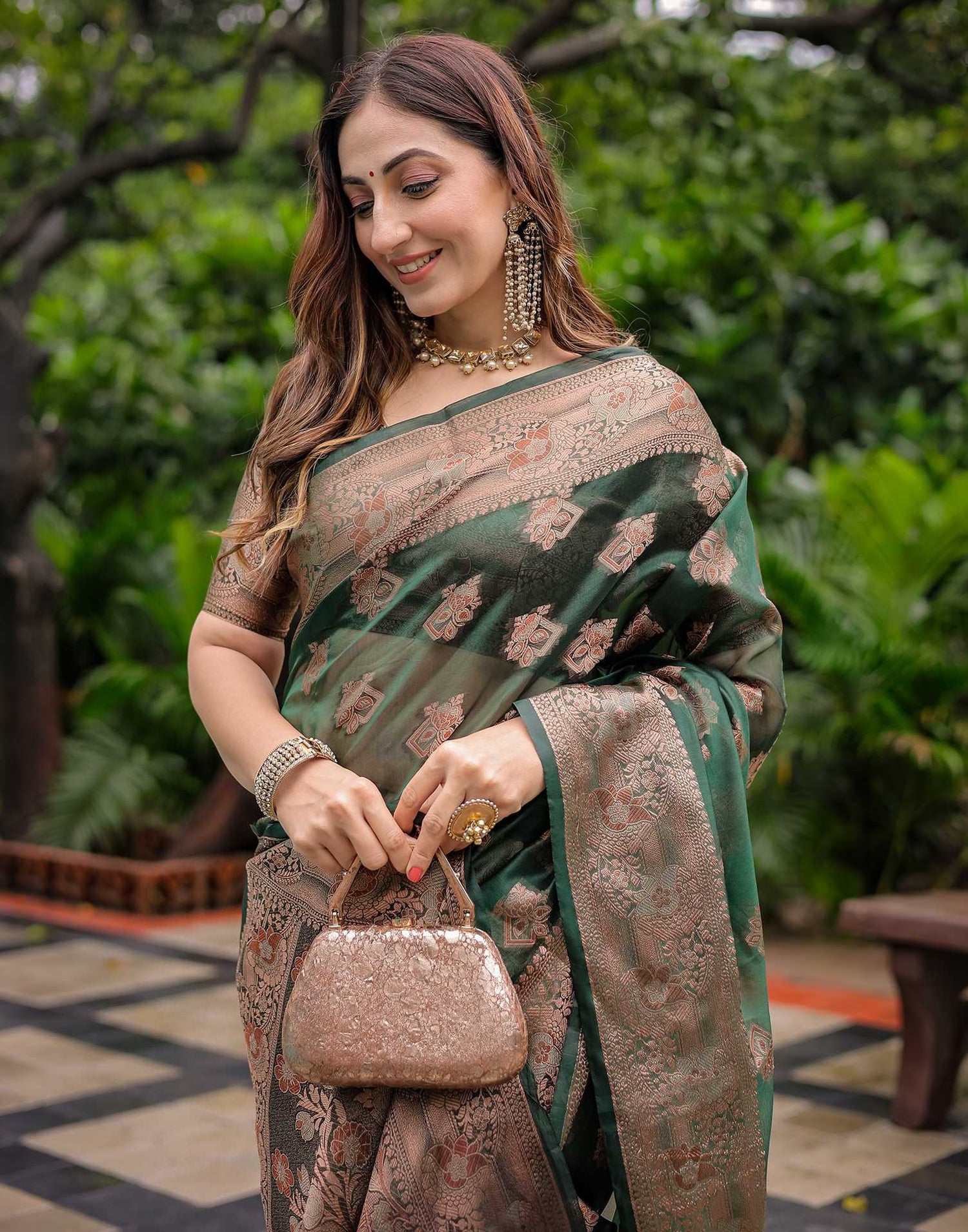Green Chanderi Silk Woven Banarasi Saree