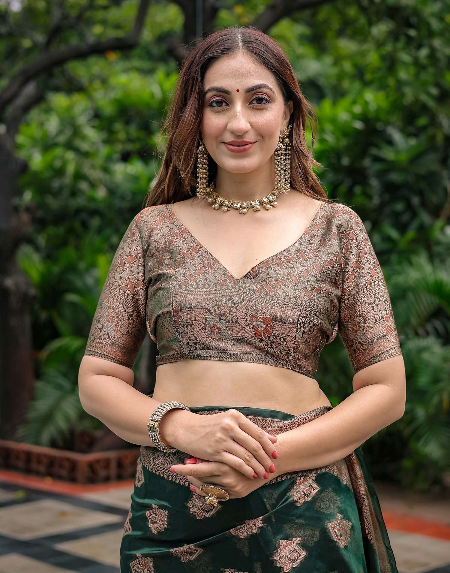 Green Chanderi Silk Woven Banarasi Saree