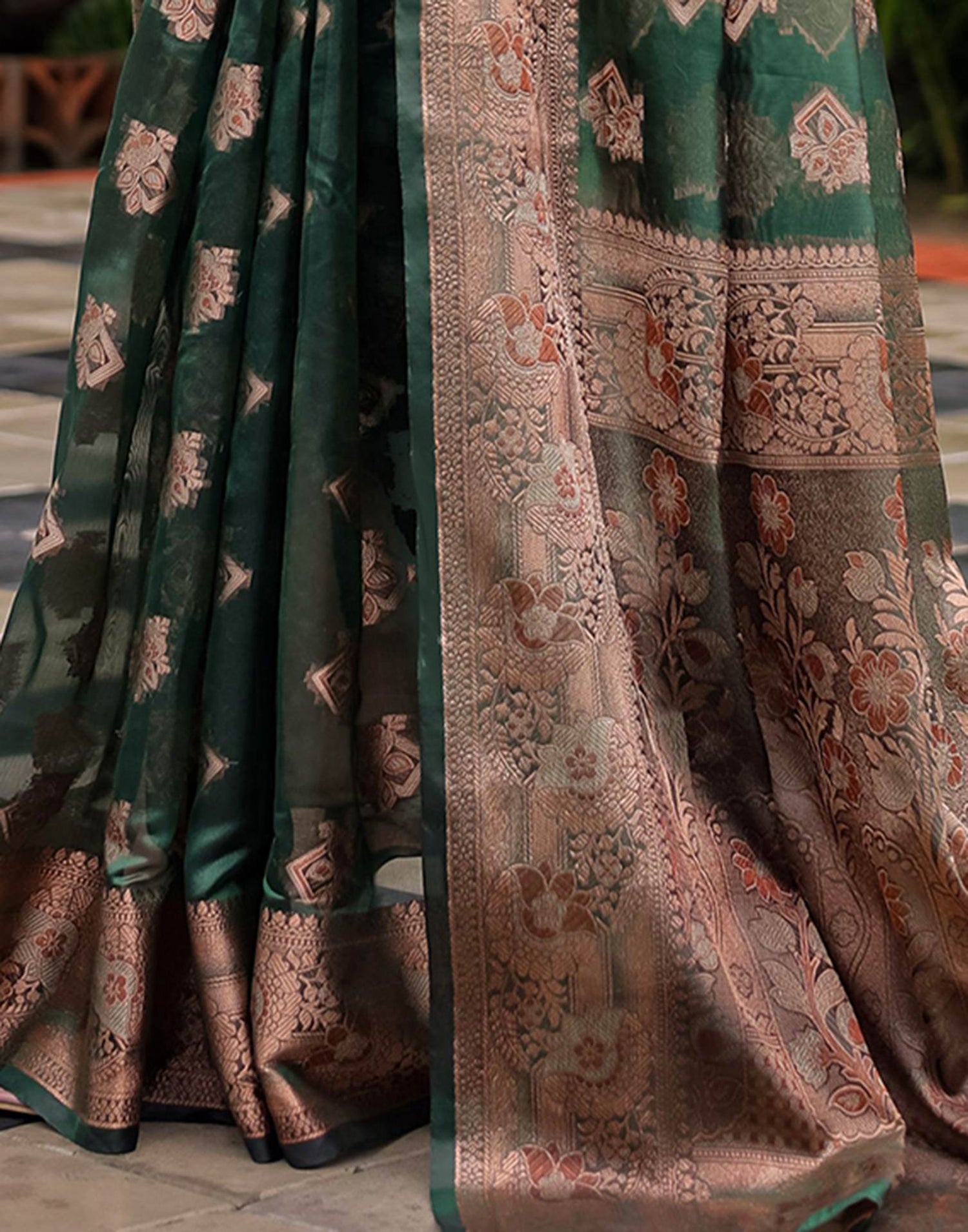 Green Chanderi Silk Woven Banarasi Saree