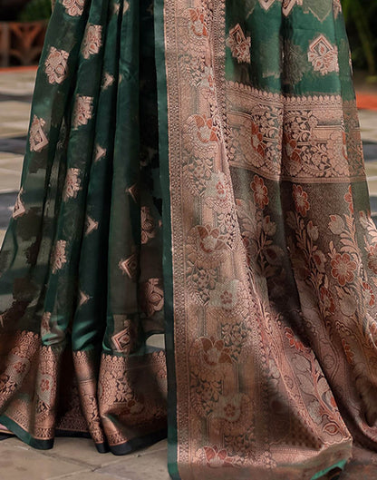 Green Chanderi Silk Woven Banarasi Saree