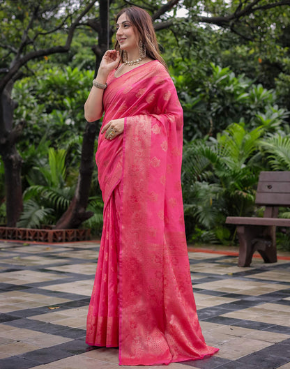Pink Chanderi Silk Woven Banarasi Saree