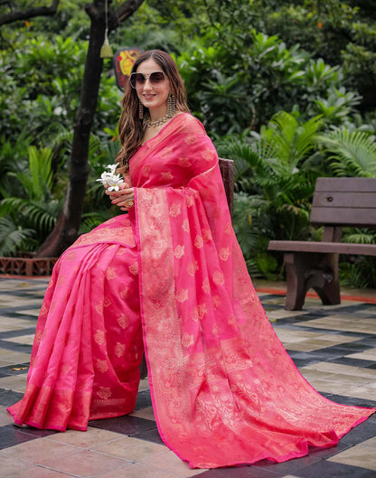 Pink Chanderi Silk Woven Banarasi Saree