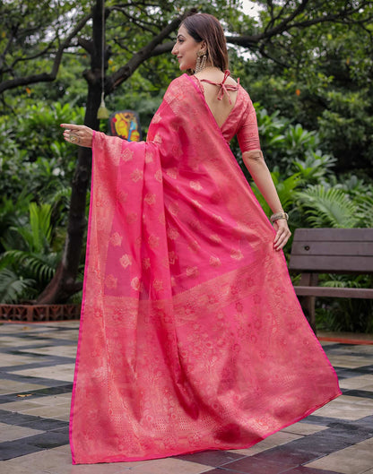 Pink Chanderi Silk Woven Banarasi Saree