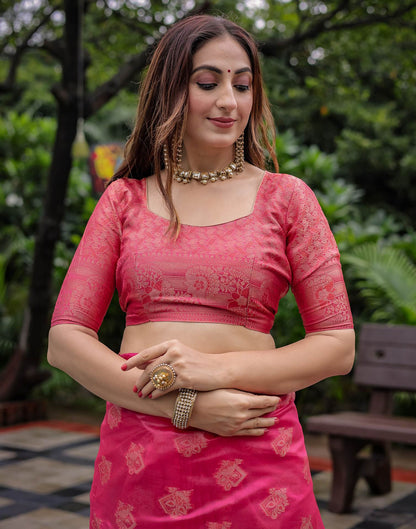 Pink Chanderi Silk Woven Banarasi Saree