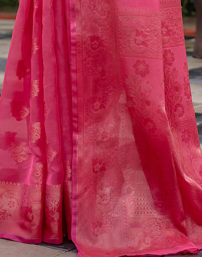 Pink Chanderi Silk Woven Banarasi Saree
