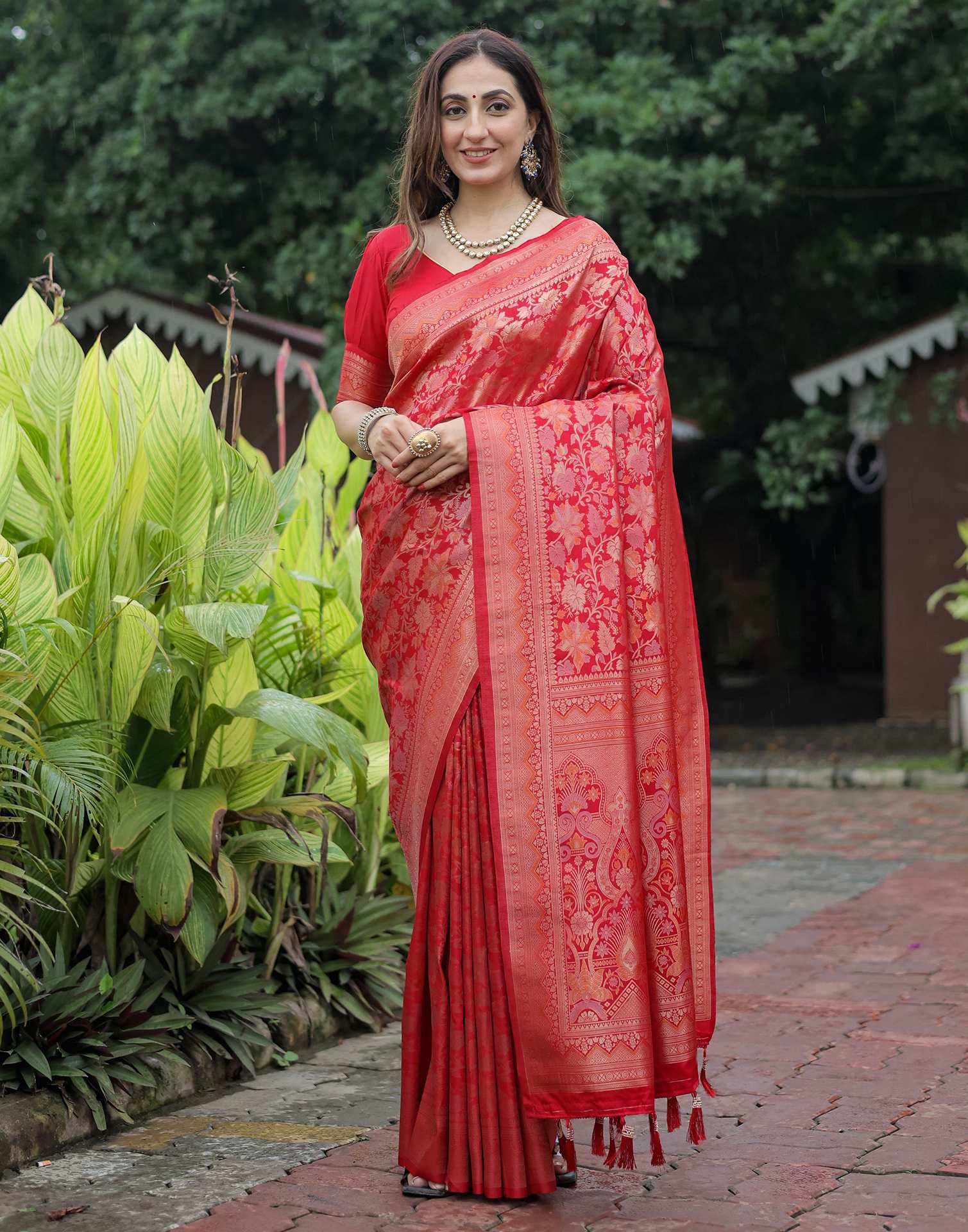 Red Silk Woven Banarasi Saree