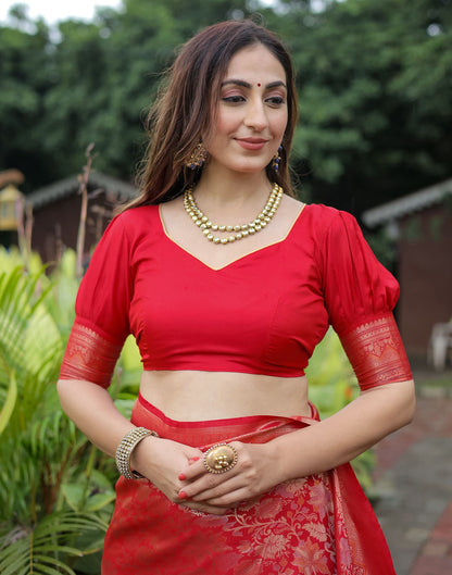 Red Silk Woven Banarasi Saree