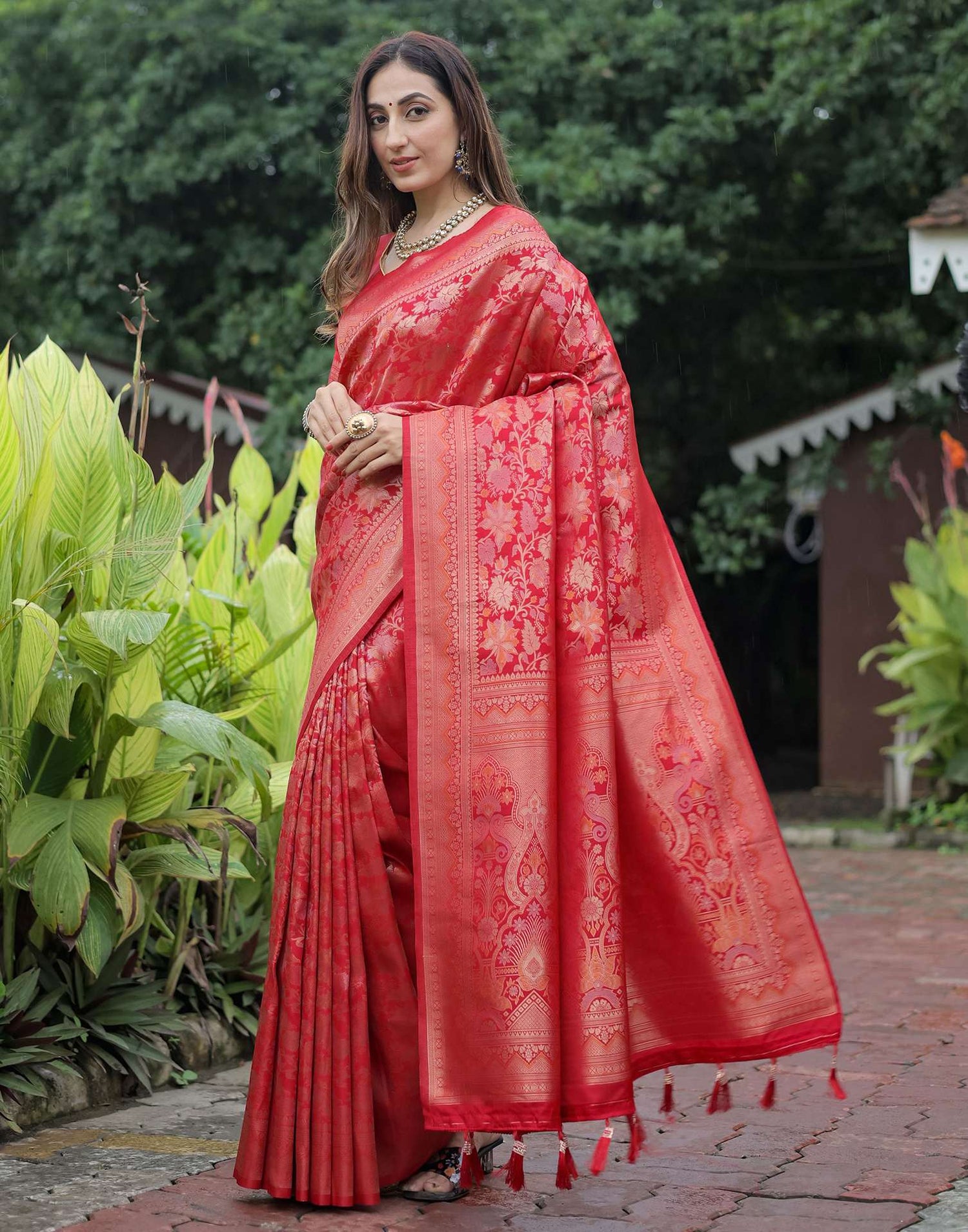 Red Silk Woven Banarasi Saree
