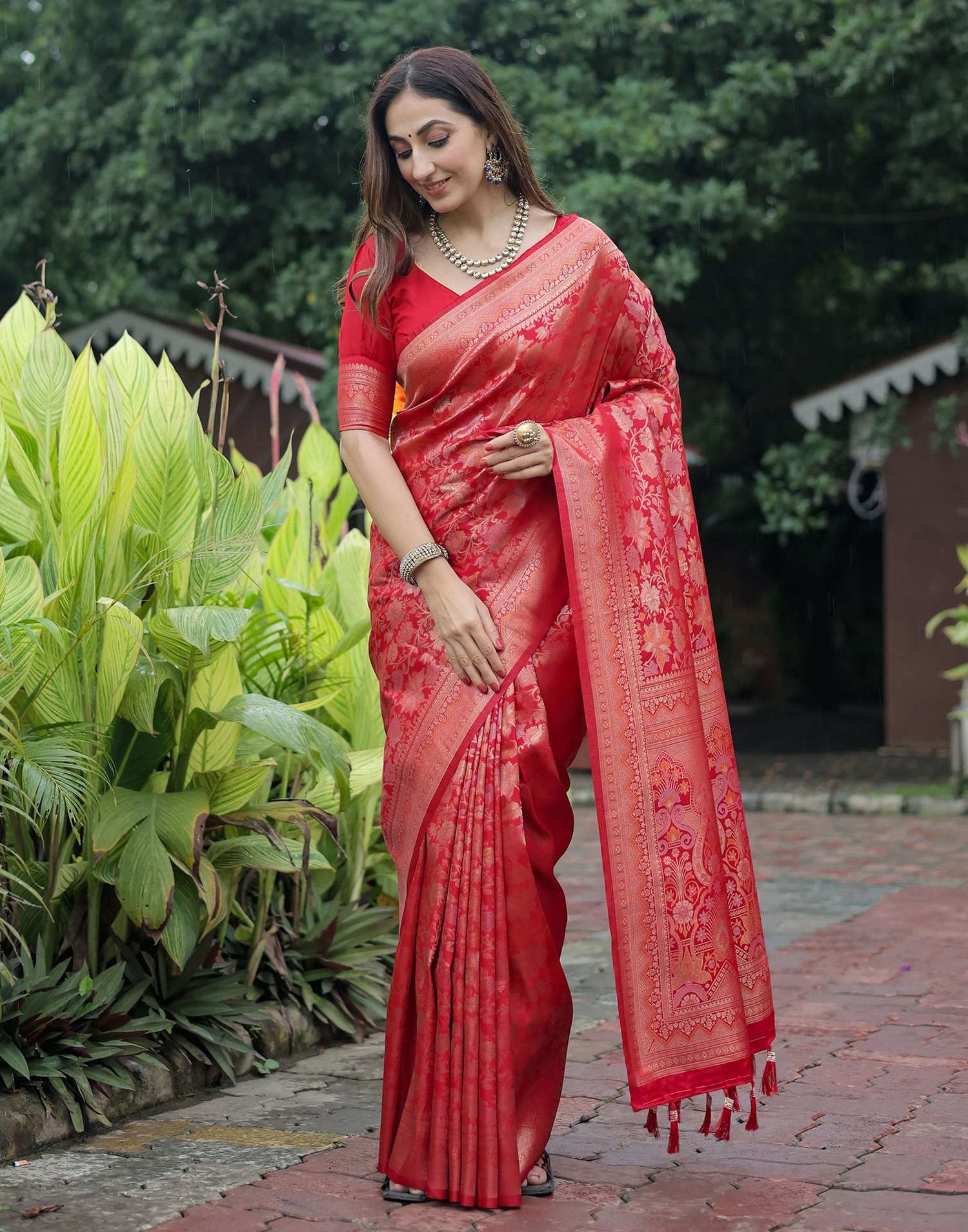 Red Silk Woven Banarasi Saree