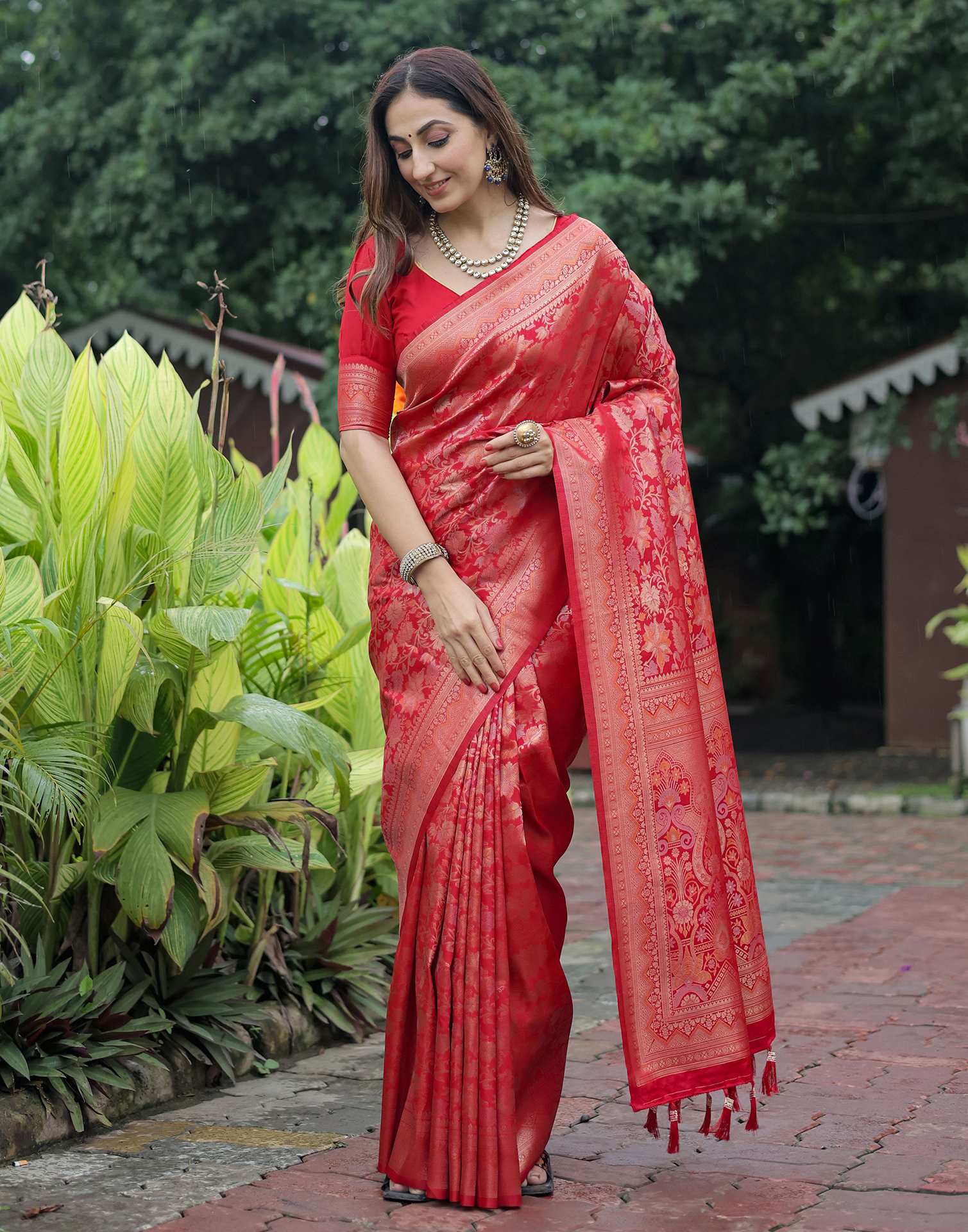 Red Silk Woven Banarasi Saree