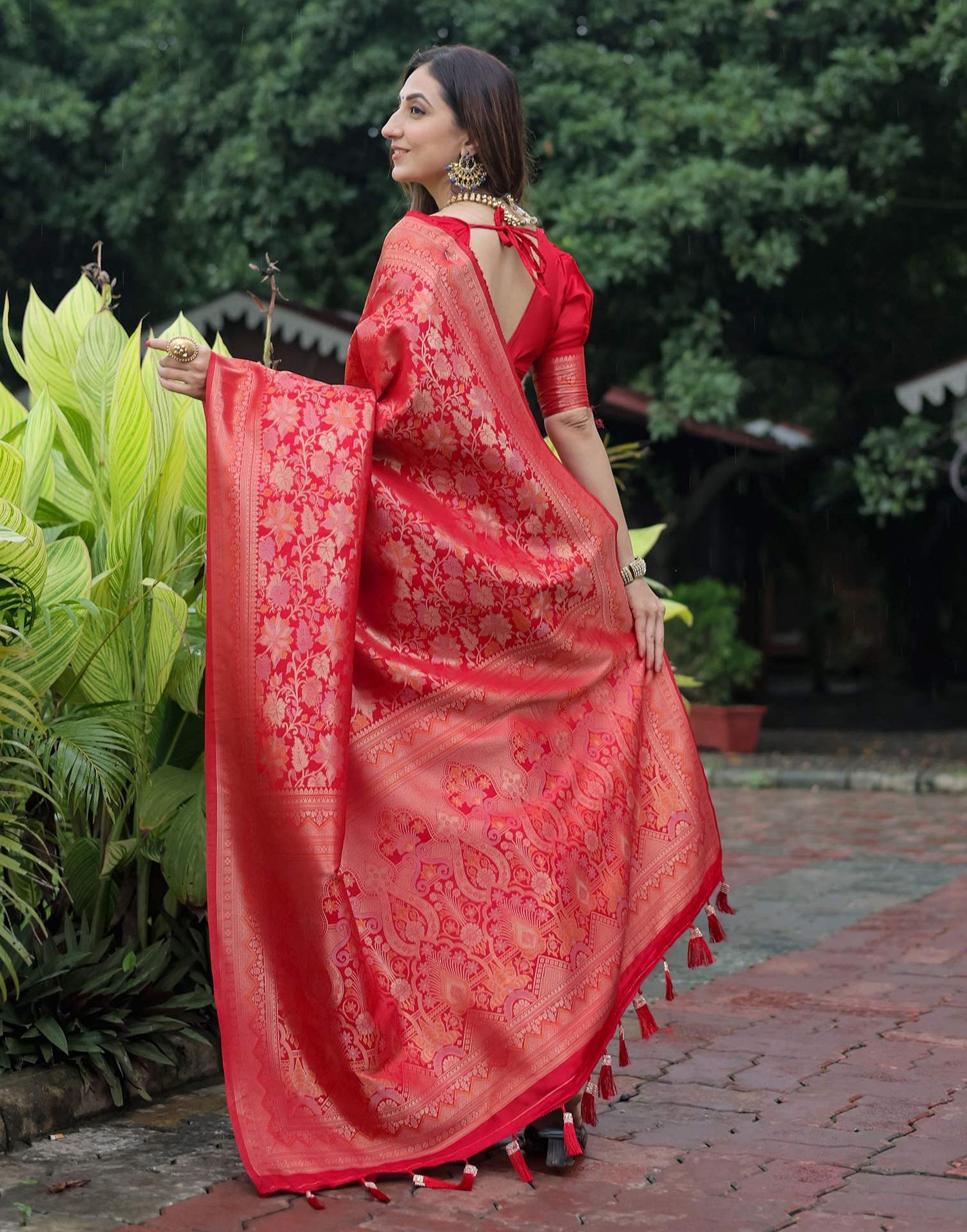 Red Silk Woven Banarasi Saree