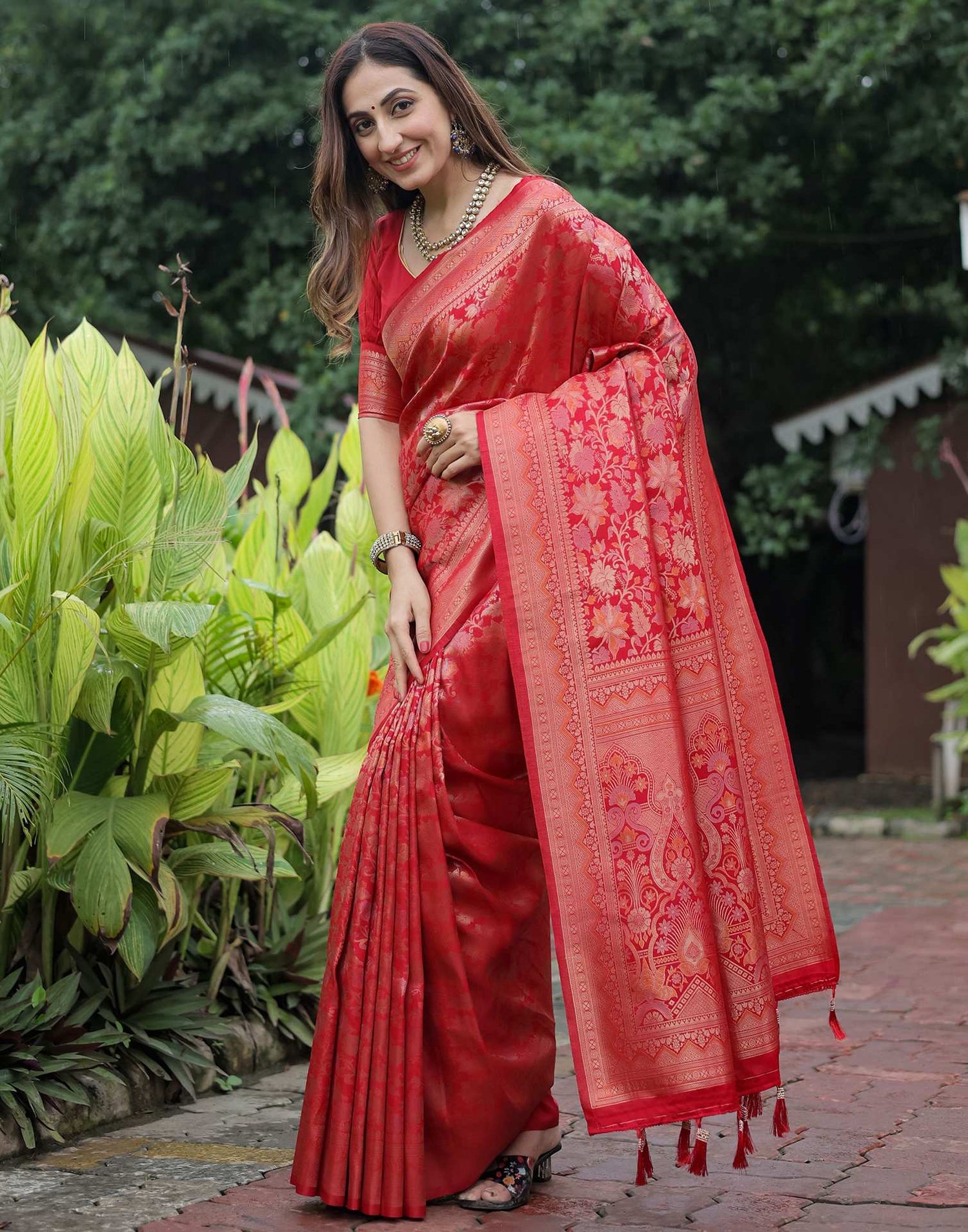 Red Silk Woven Banarasi Saree