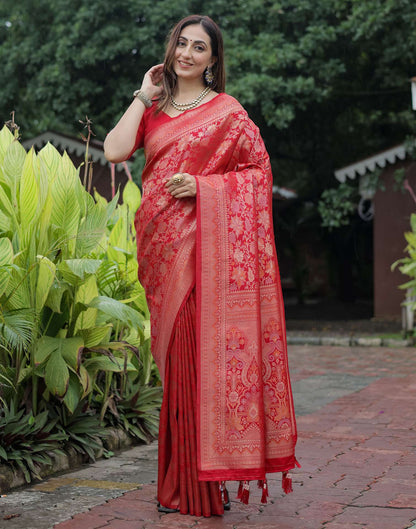 Red Silk Woven Banarasi Saree