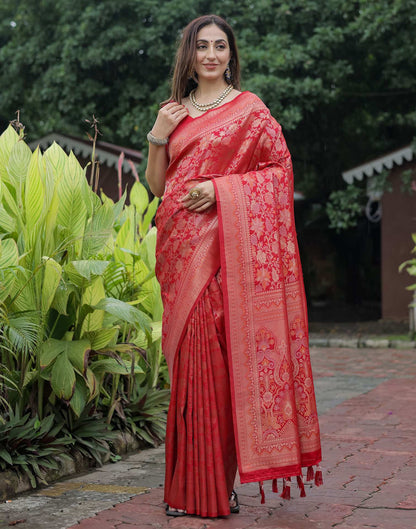 Red Silk Woven Banarasi Saree