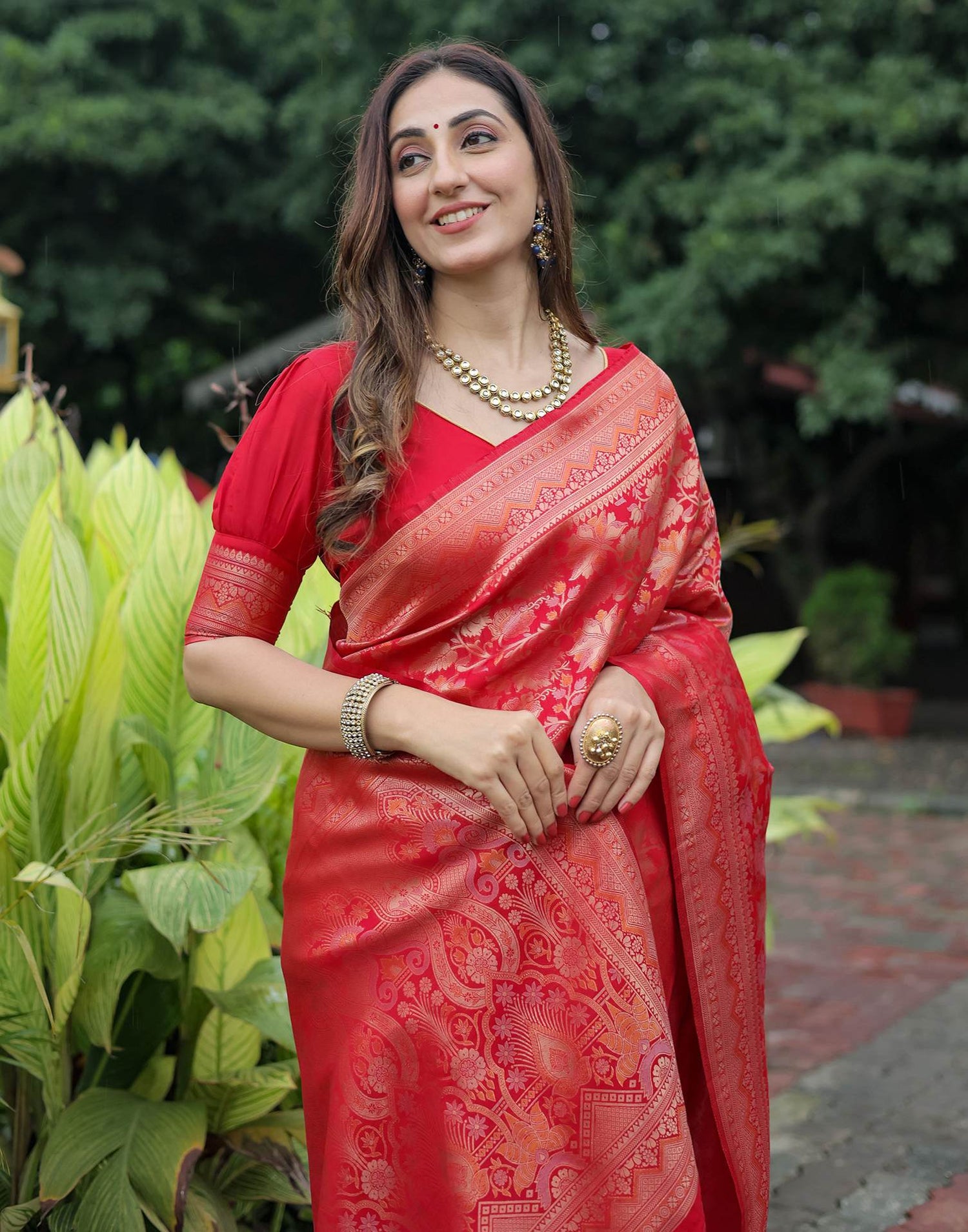 Red Silk Woven Banarasi Saree
