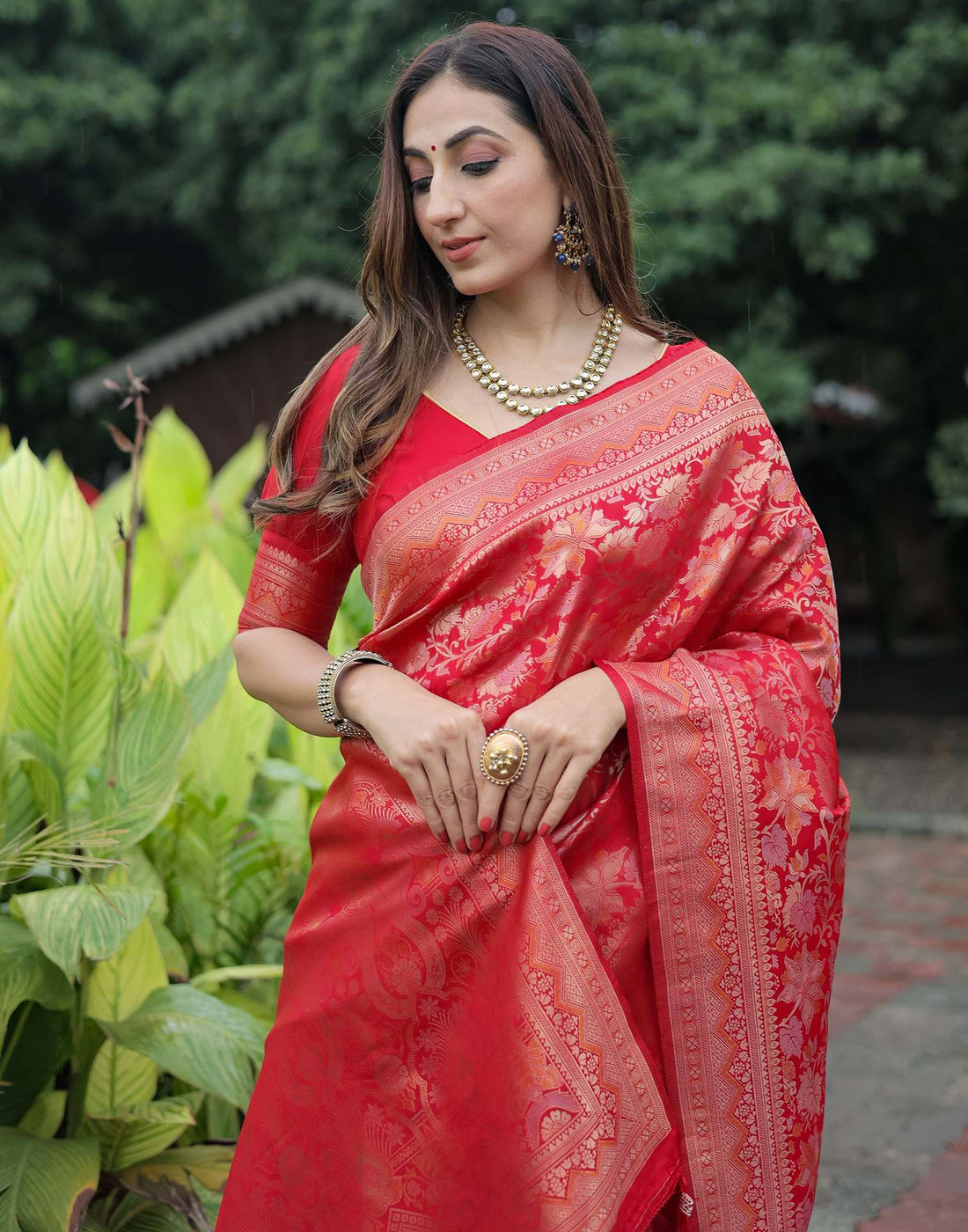 Red Silk Woven Banarasi Saree