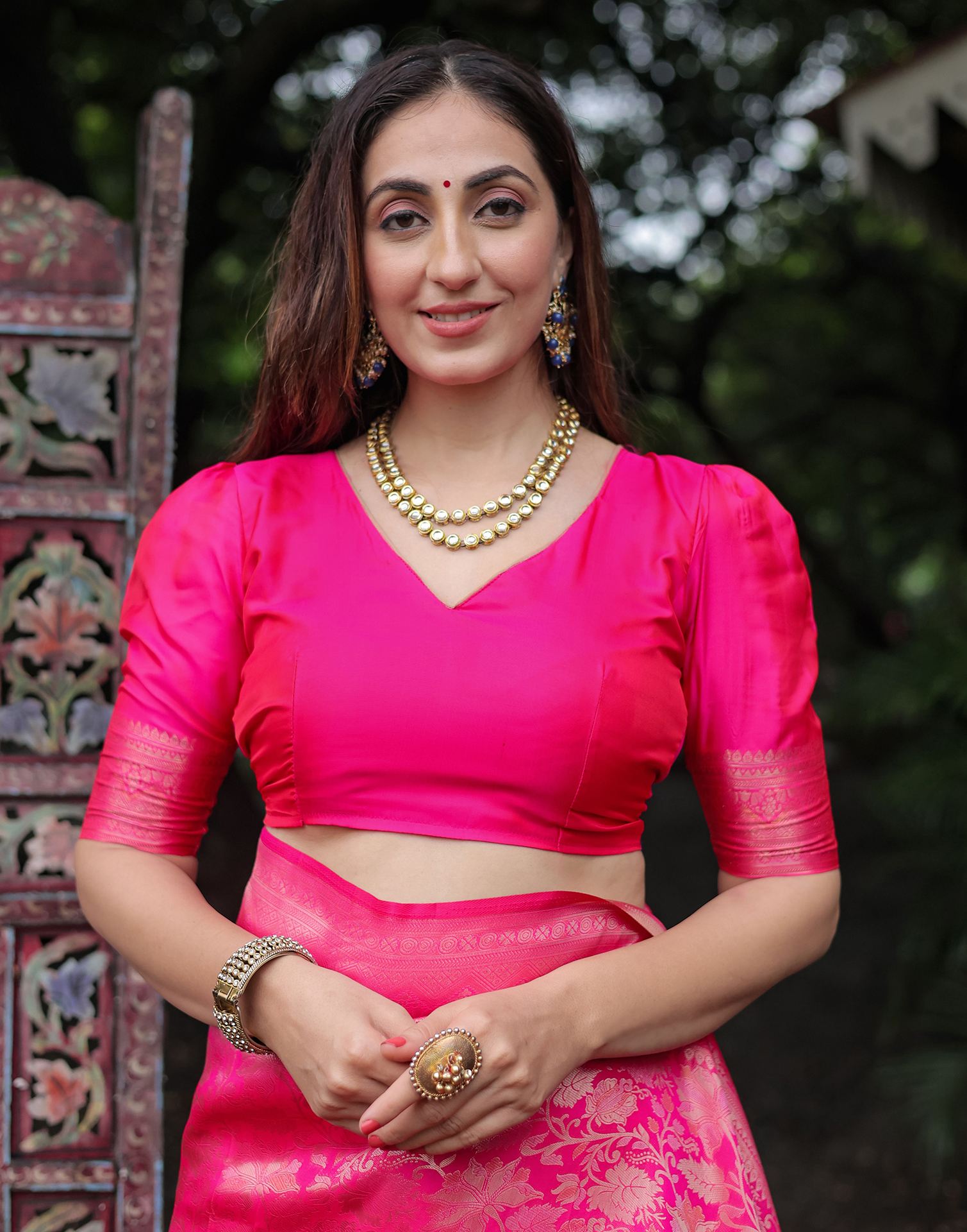 Pink Silk Woven Banarasi Saree