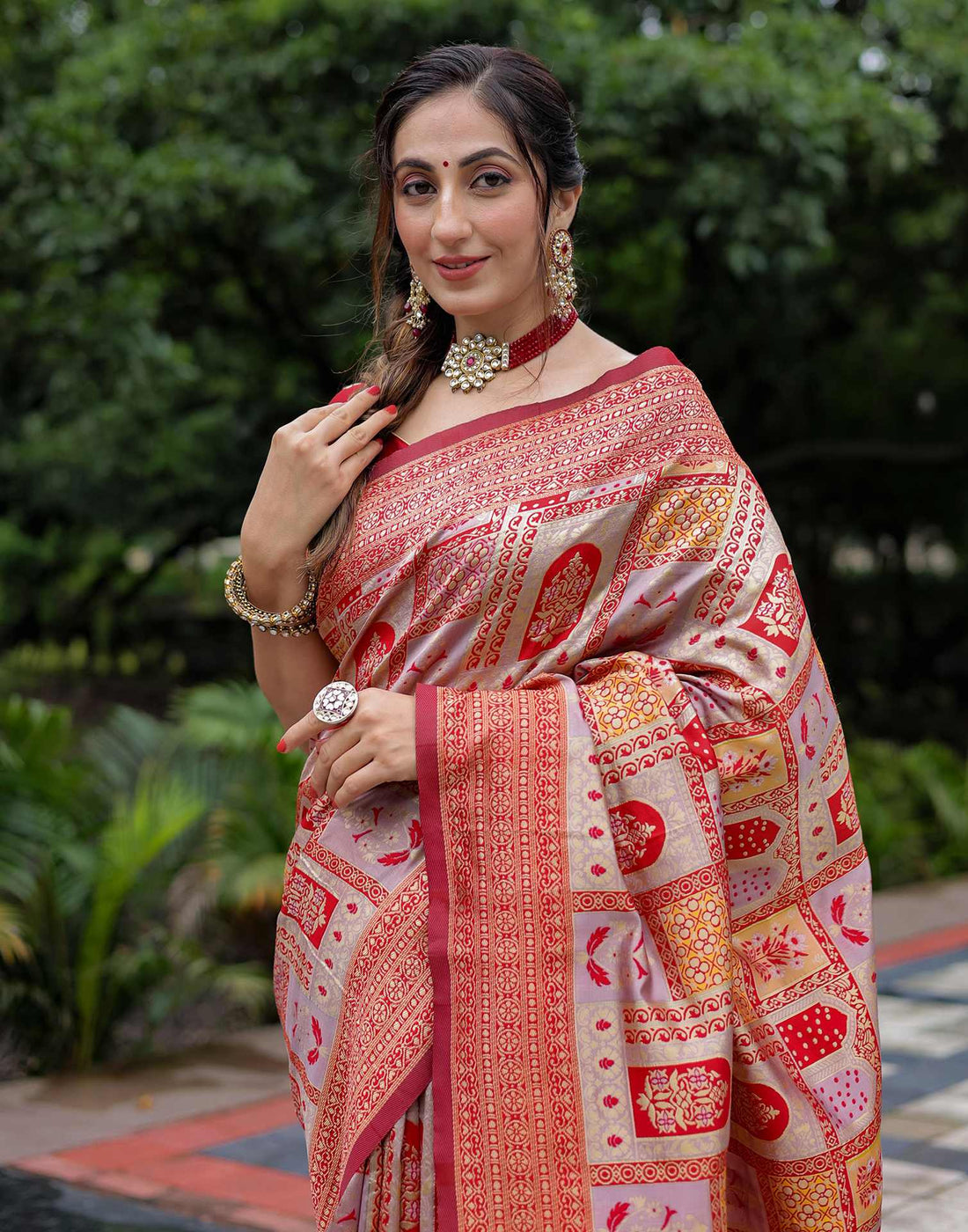 Light Mauve Silk Woven Saree