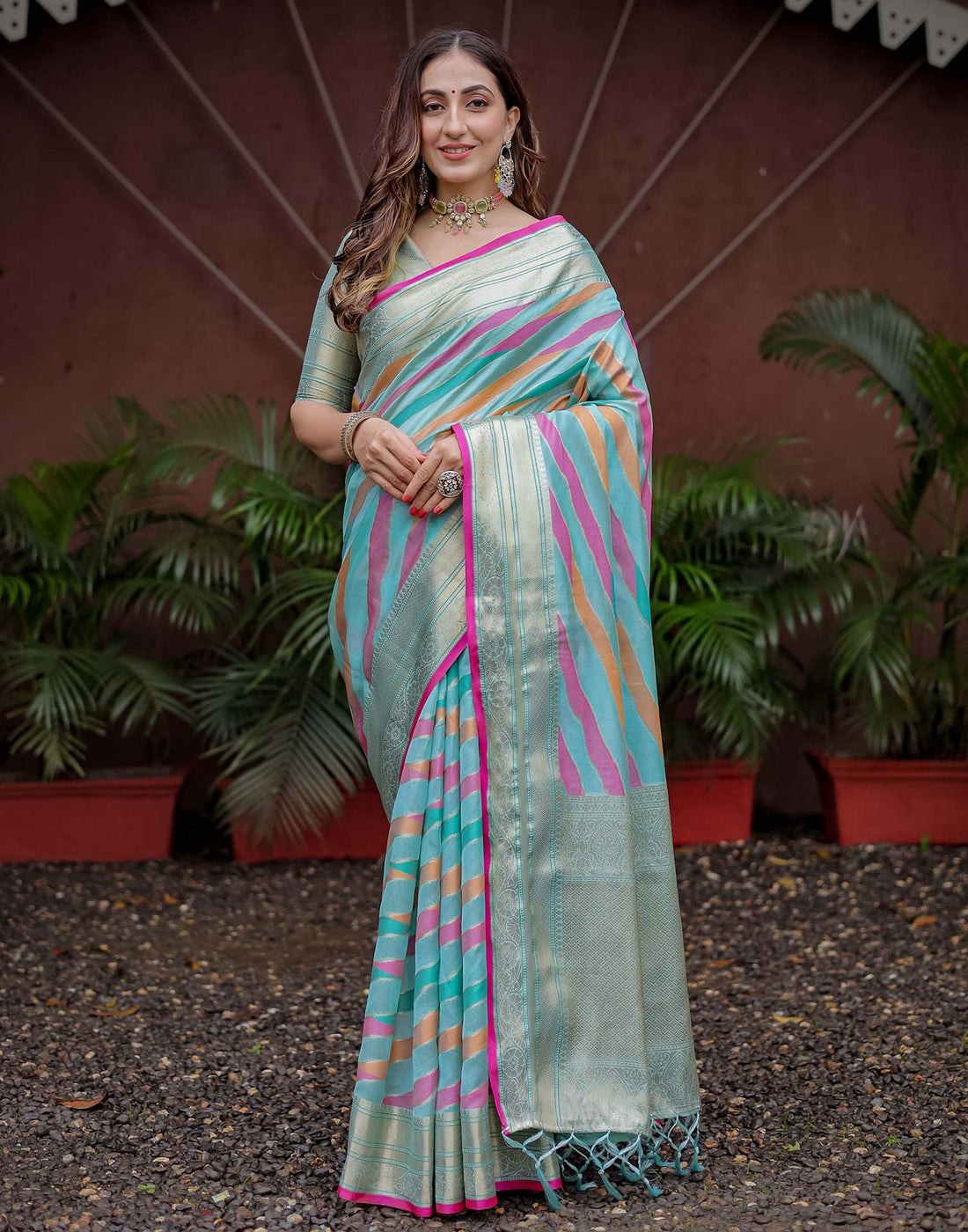 Sky Blue Silk Woven Saree
