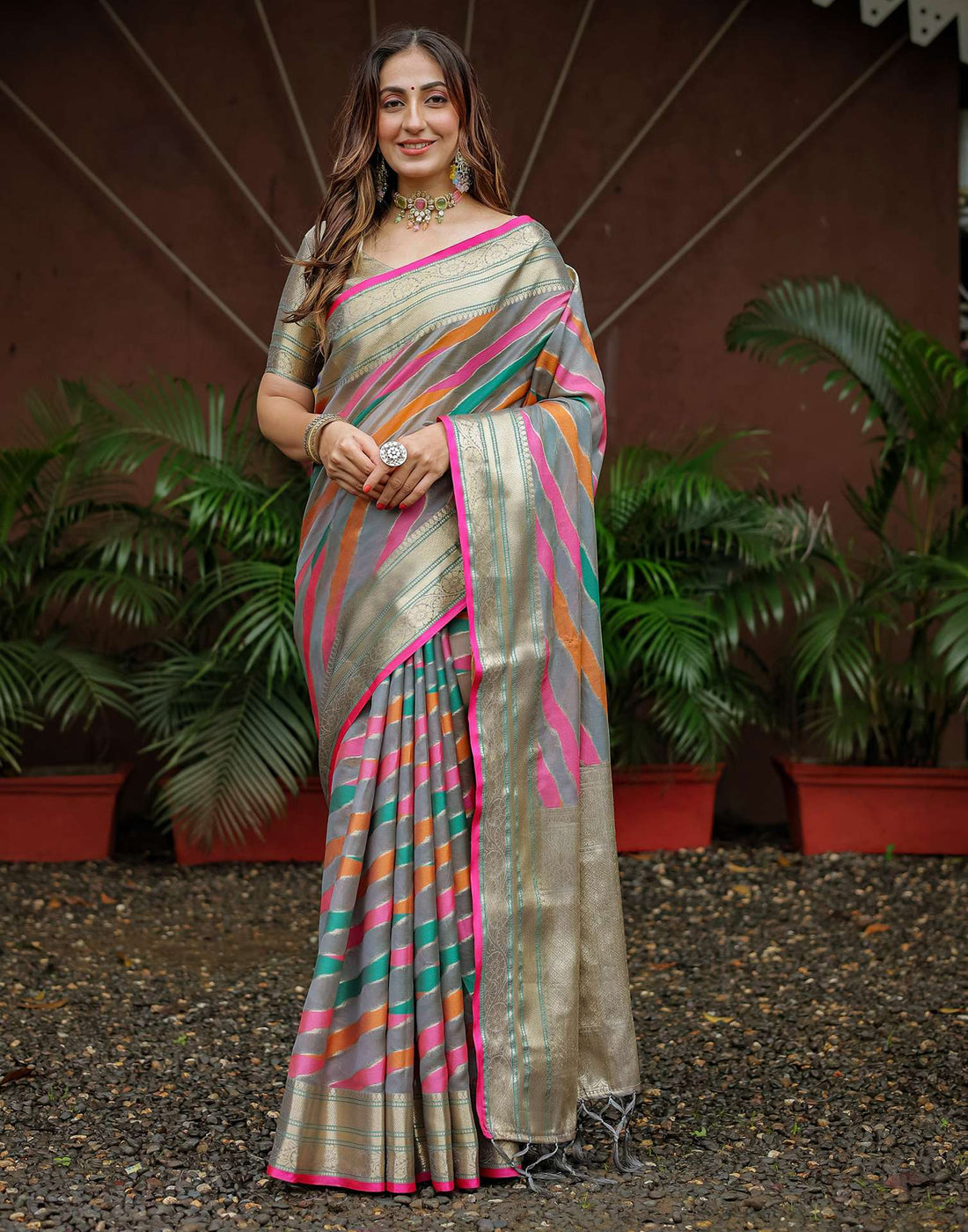 Grey Silk Woven Saree